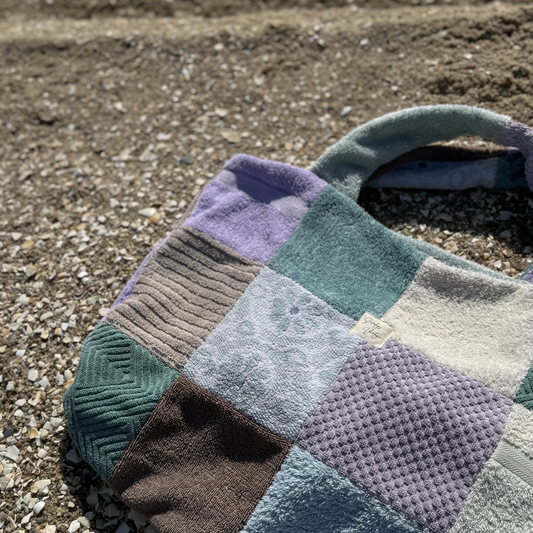 RETOWEL Large Patchwork Bag // Ocean Moss