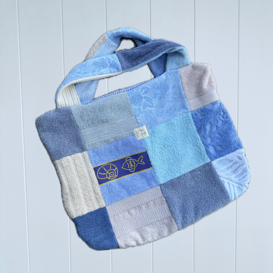 RETOWEL Large Patchwork Bag // Blue Lagoon