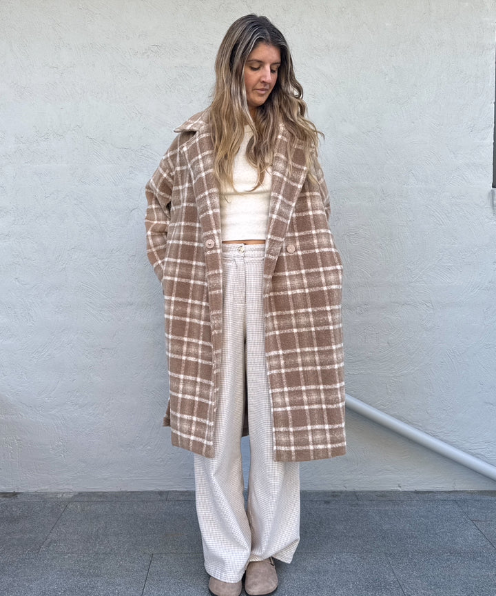 Longline Plaid Coat // Size 8-16
