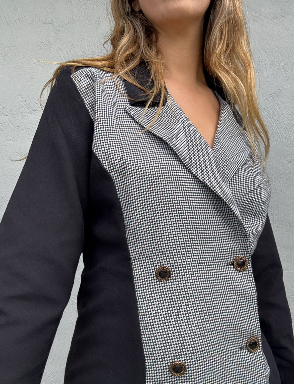 Vintage Houndstooth Blazer Dress // Size 10