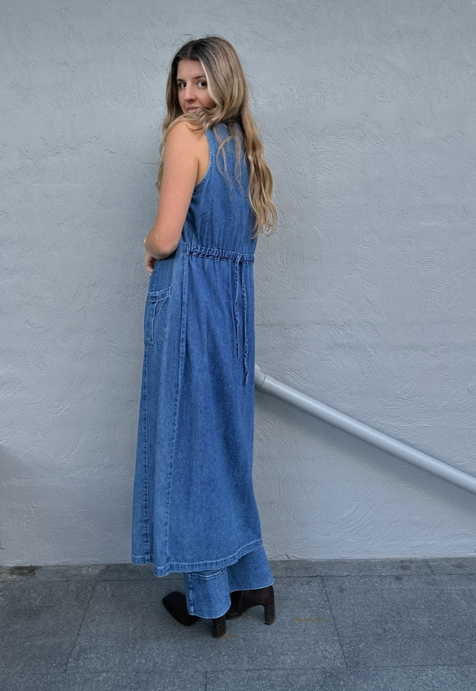 Vintage Denim Maxi Dress // Size 10