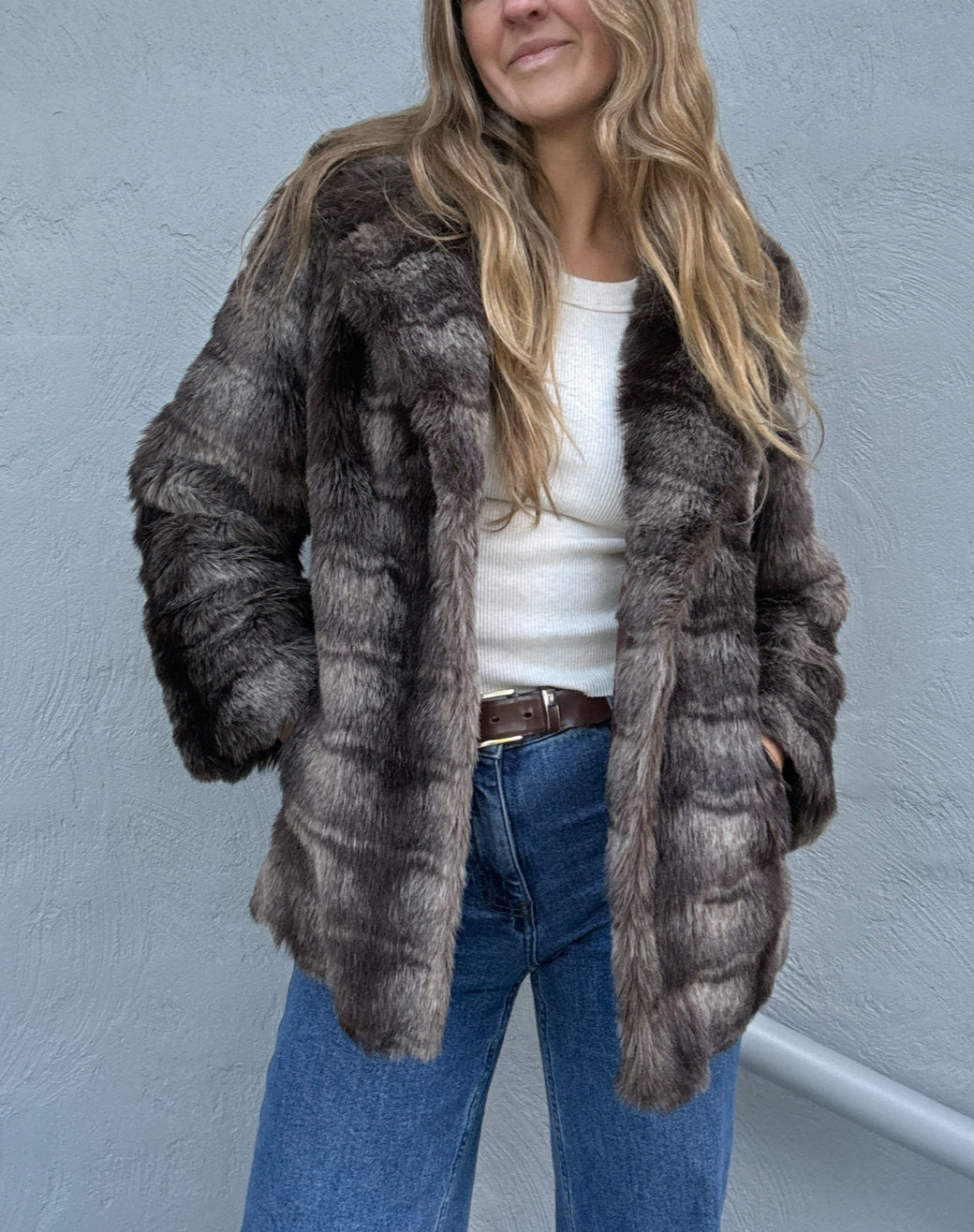 Vintage Faux Fur Jacket // Size 12