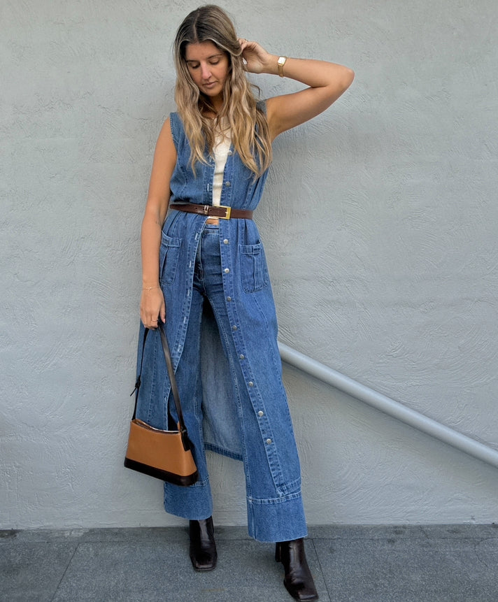 Vintage Denim Maxi Dress // Size 10