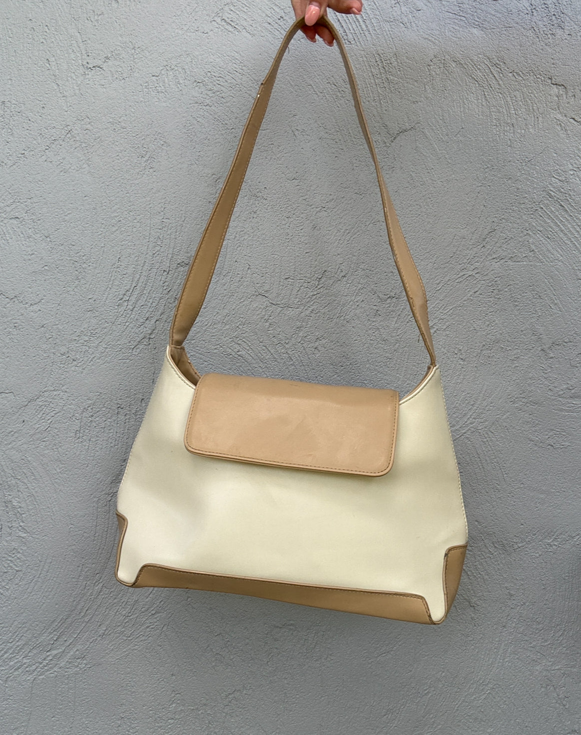 Vintage Cream & Tan Shoulder Bag