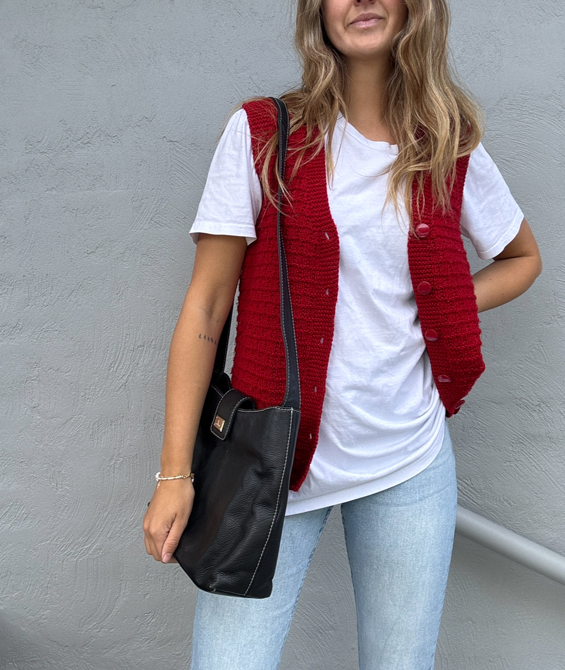 Handmade Button Up Knit Vest // Size 6-10