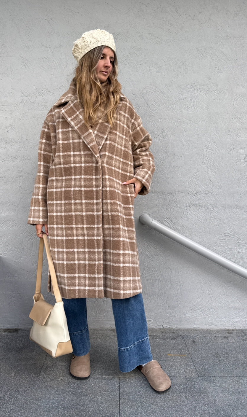 Longline Plaid Coat // Size 8-16