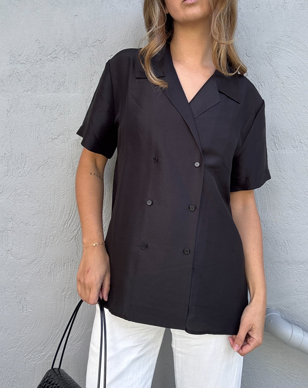 Oroton Silk Double Breasted Blouse // Size 12