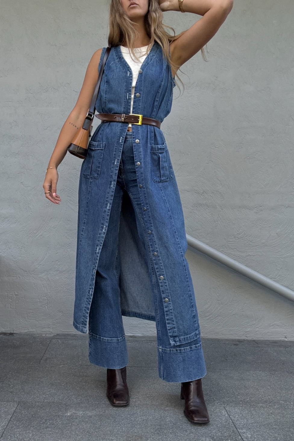 Vintage Denim Maxi Dress // Size 10