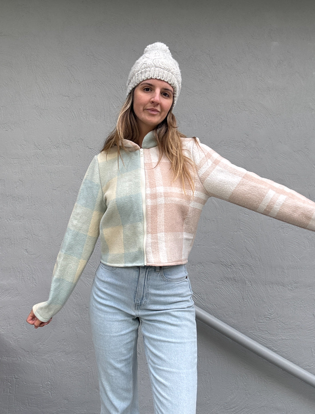 Sunday Snug Cropped Bomber - Oat Sky