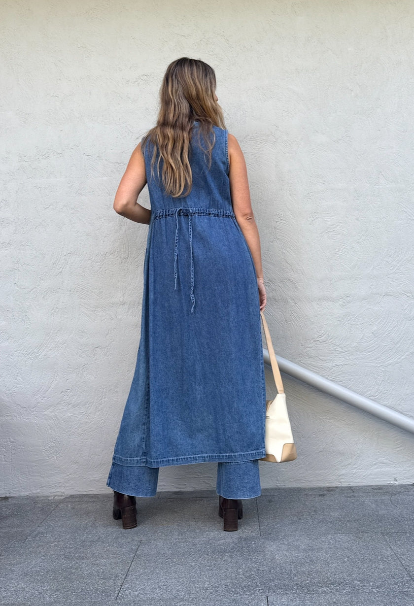 Vintage Denim Maxi Dress // Size 10