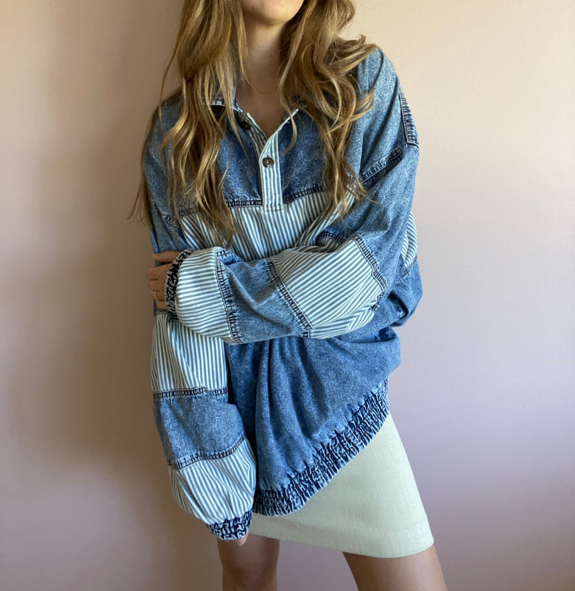 90's Denim Sweater // Size 12-18