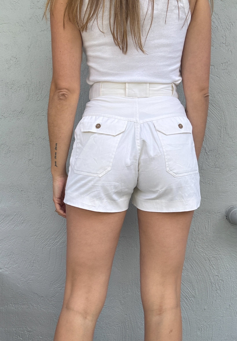 Cream High Waisted Shorts // Size 6-8