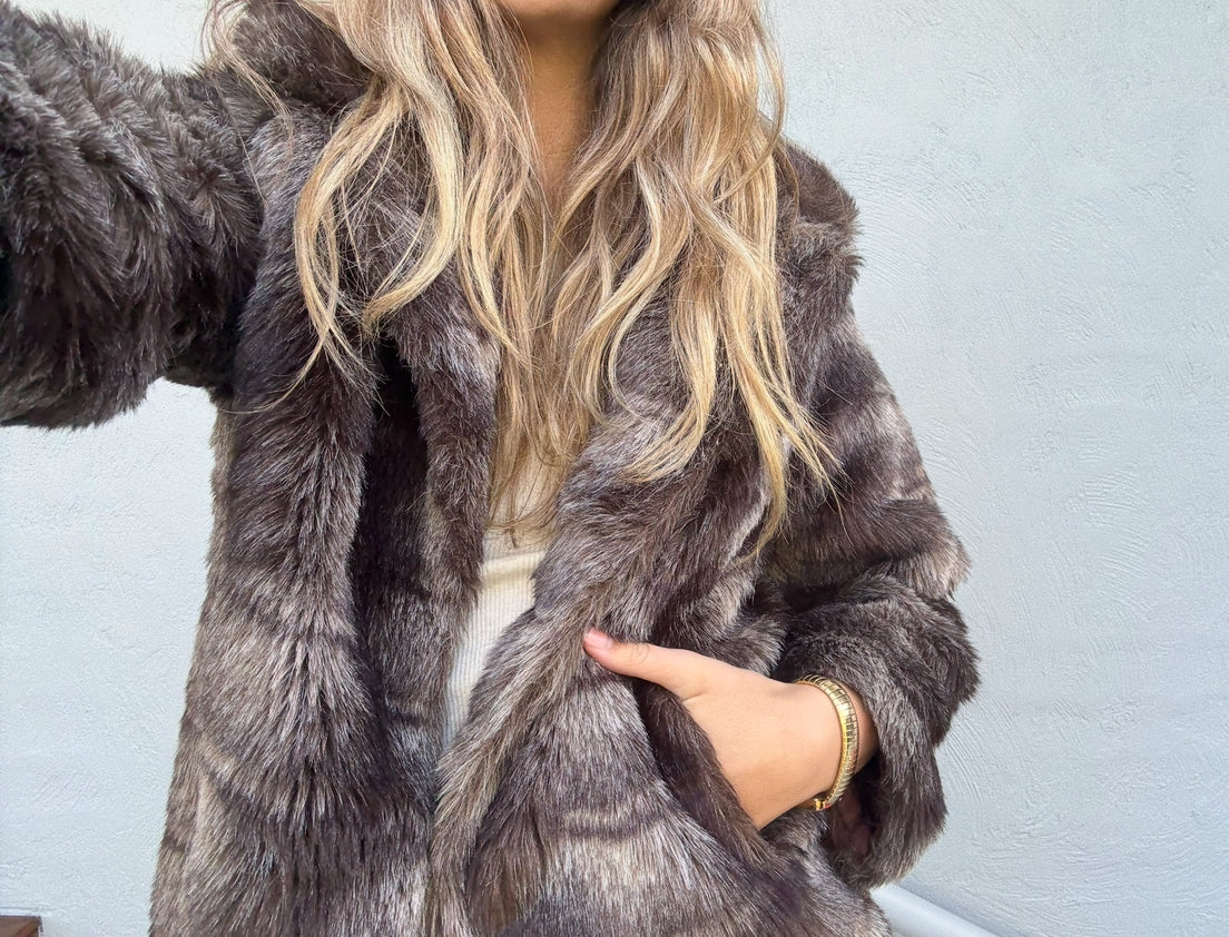 Vintage Faux Fur Jacket // Size 12