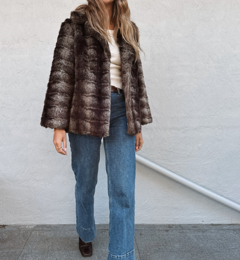 Vintage Faux Fur Jacket // Size 12