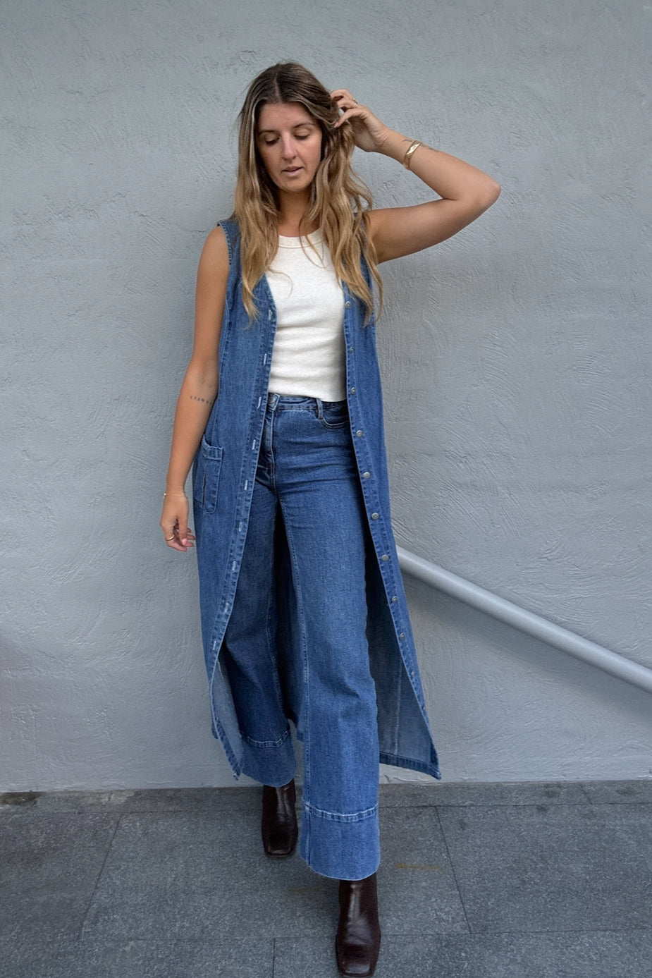 Vintage Denim Maxi Dress // Size 10