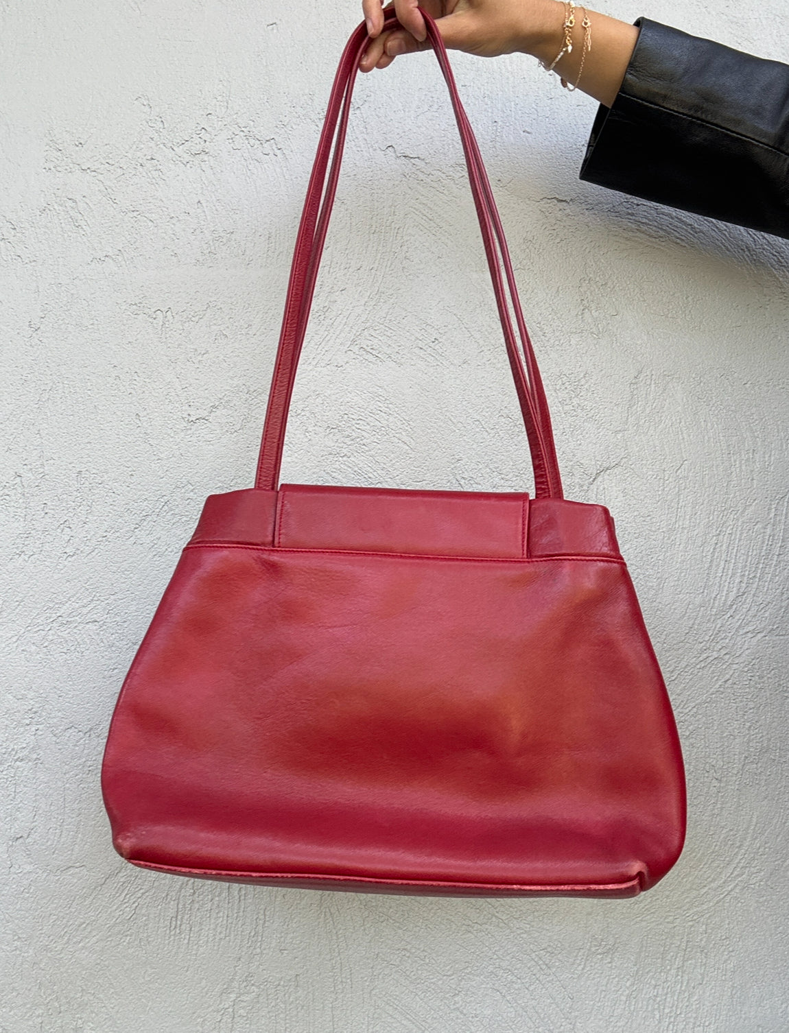 Vintage Red Leather Shoulder Bag