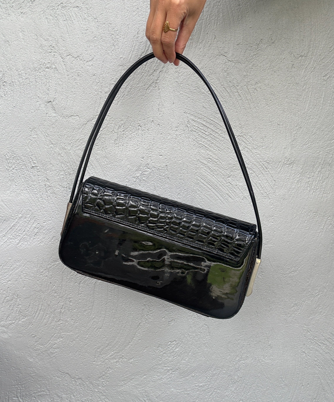 Vintage Palazzo Black Patent Shoulder Bag