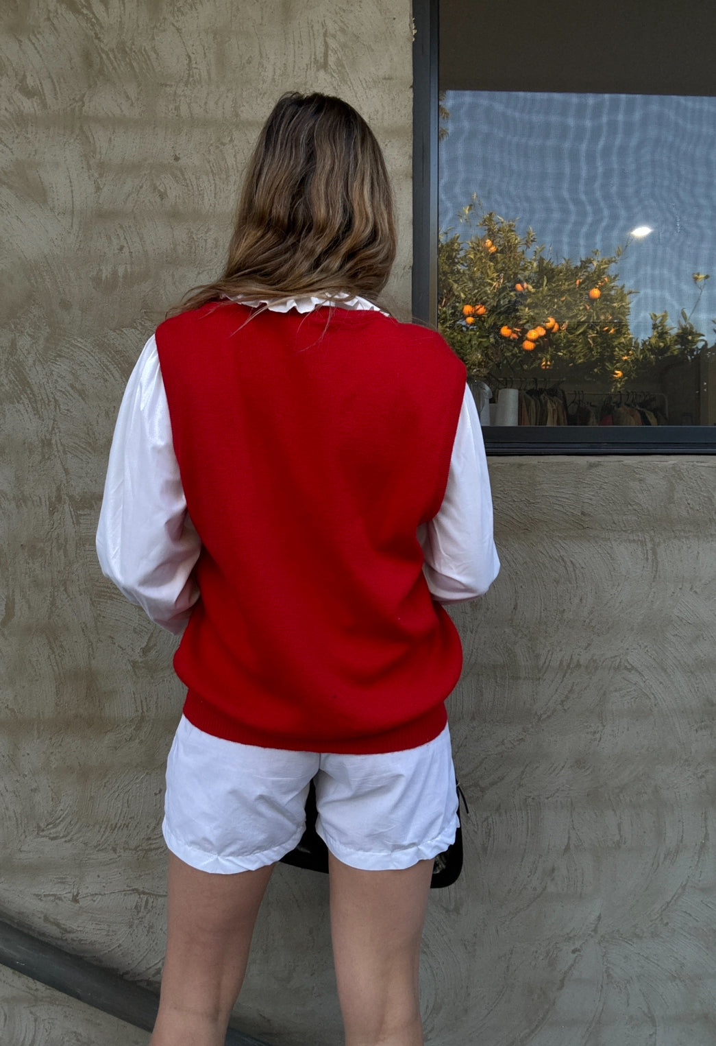 Red Wool Vest // Size 22