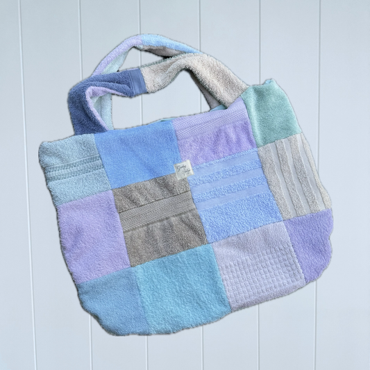 RETOWEL Large Patchwork Bag // Seaglass