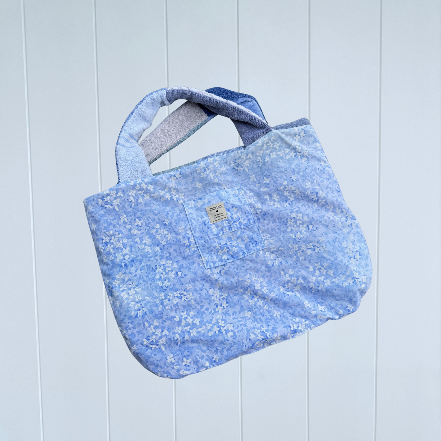 RETOWEL Large Patchwork Bag // Tidal Blue
