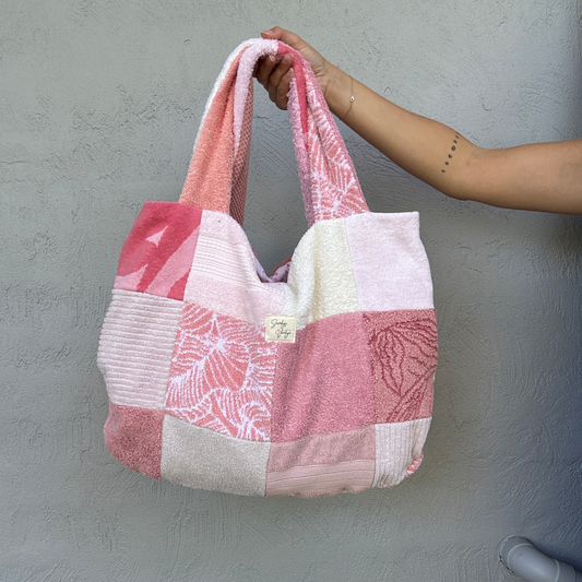 RETOWEL Large Patchwork Bag // Blush Sands