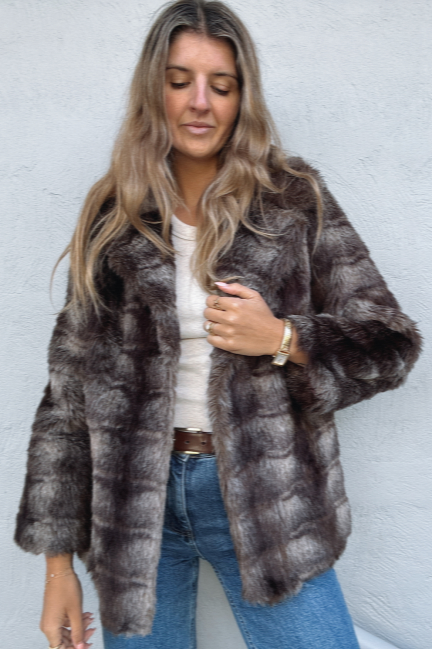 Vintage Faux Fur Jacket // Size 12