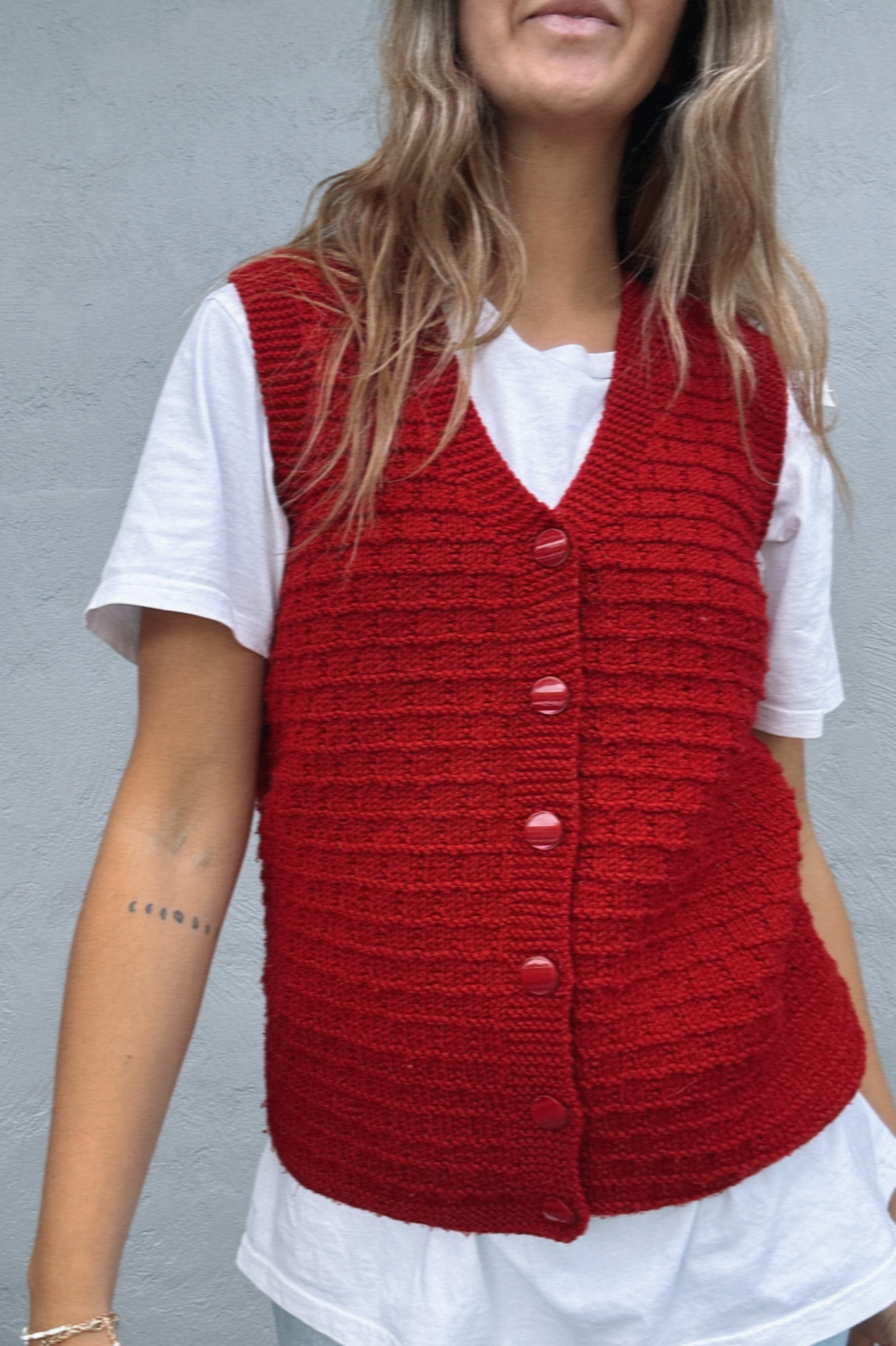 Handmade Button Up Knit Vest // Size 6-10