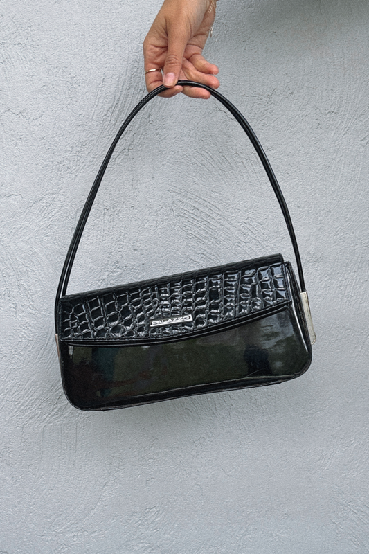 Vintage Palazzo Black Patent Shoulder Bag