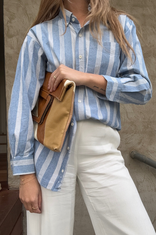 Vintage Cotton Stripe Shirt // Size M