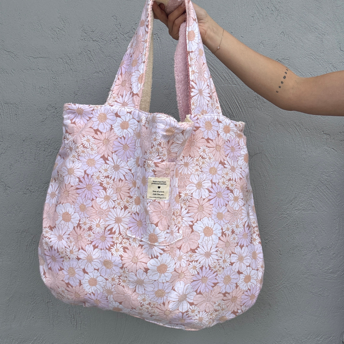 RETOWEL Large Patchwork Bag // Seashell Sorbet