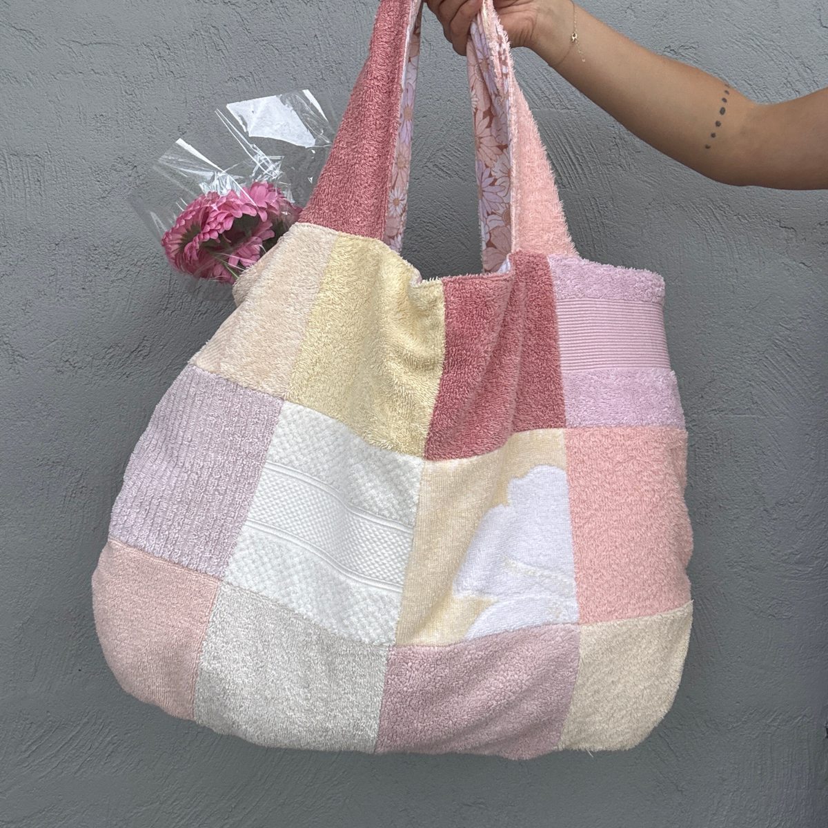 RETOWEL Large Patchwork Bag // Seashell Sorbet
