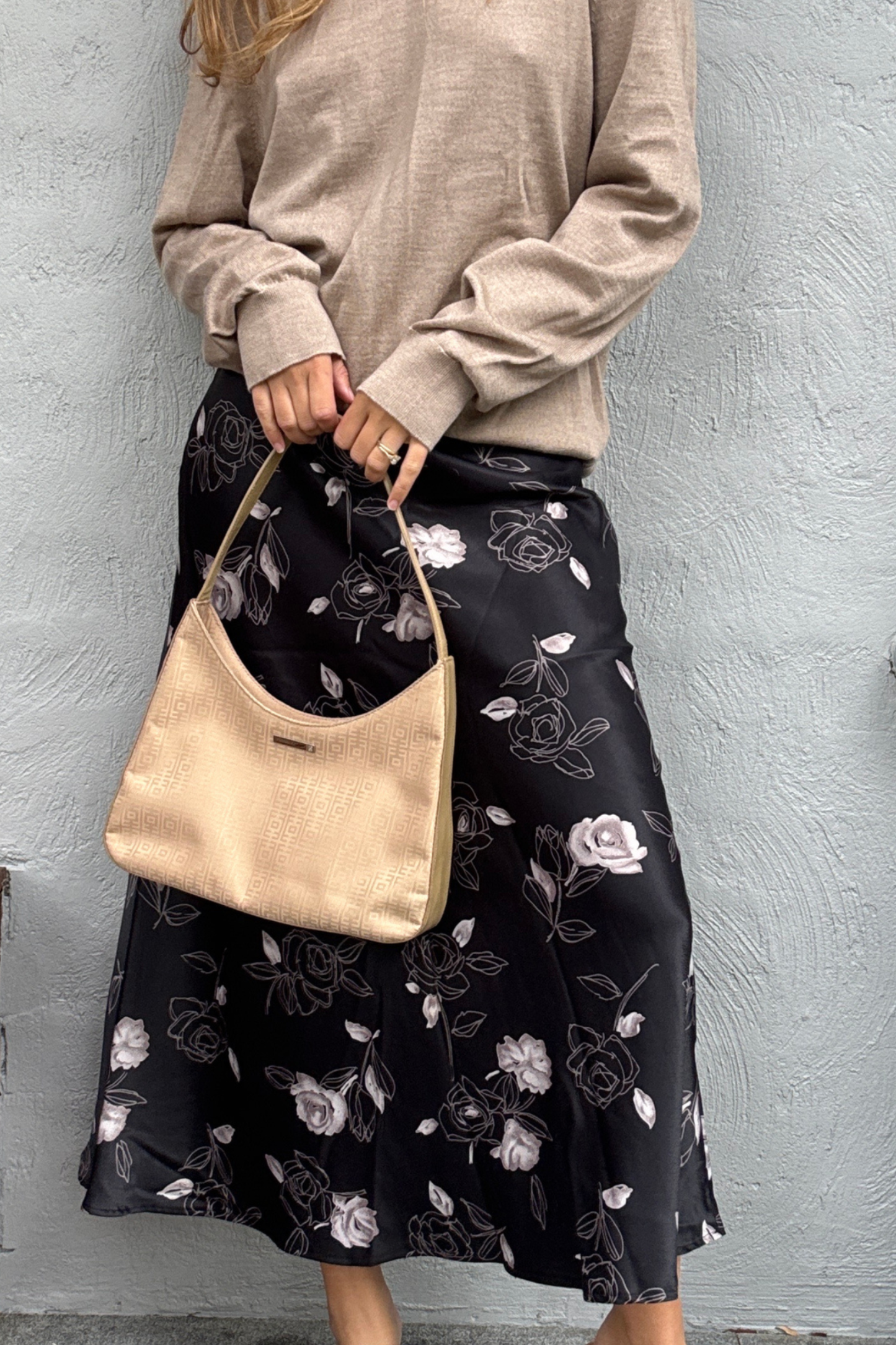 90s Floral A-line Midi Skirt // Size 10