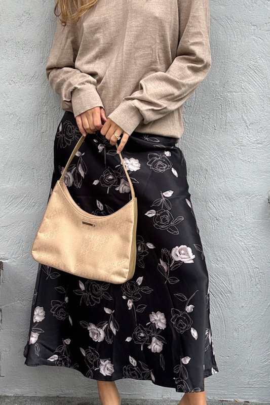 90s Floral A-line Midi Skirt // Size 10