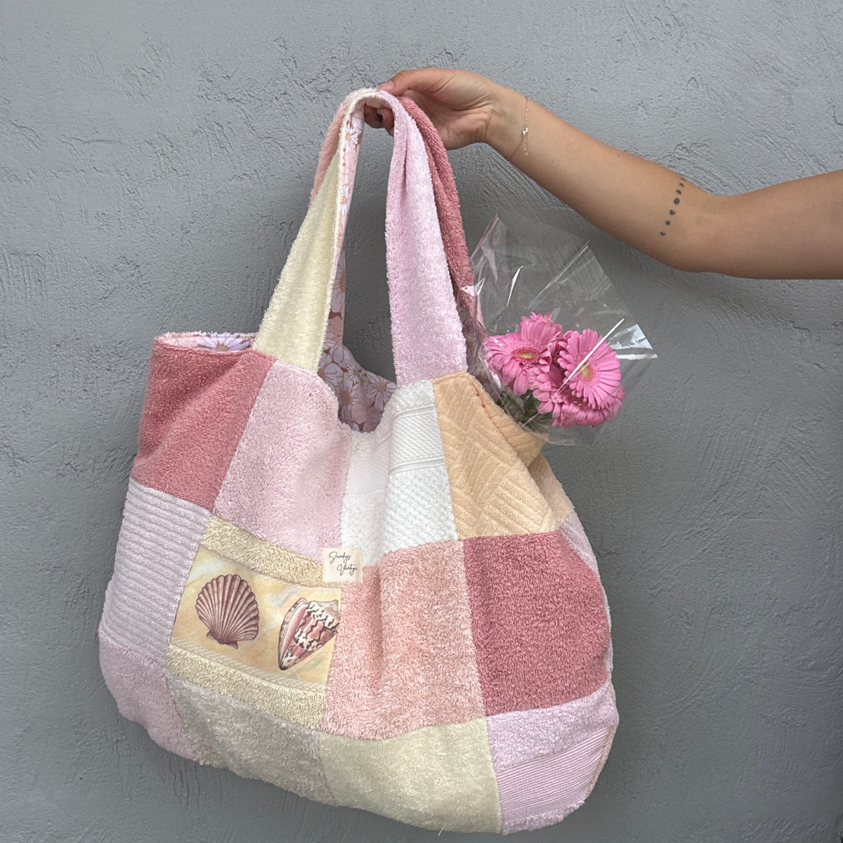 RETOWEL Large Patchwork Bag // Seashell Sorbet