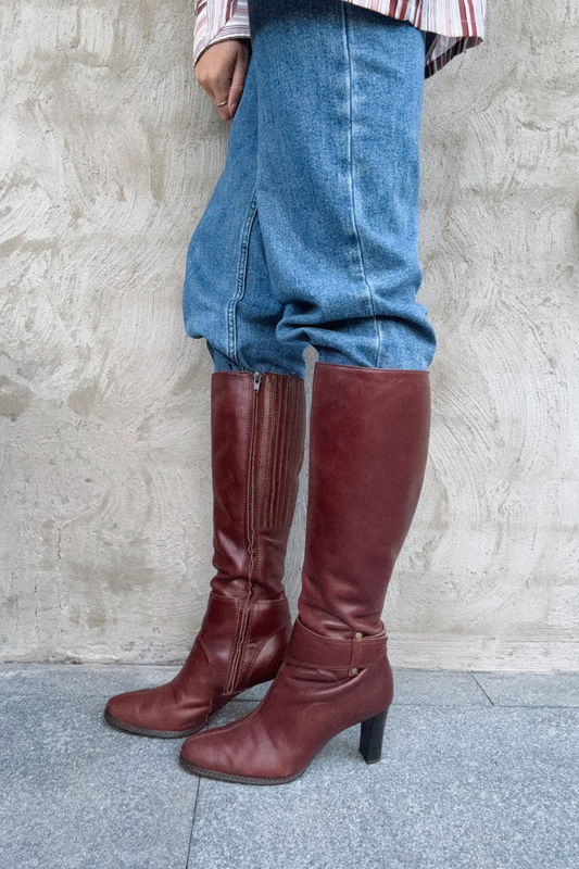 Burgundy Leather Boots // Size 39