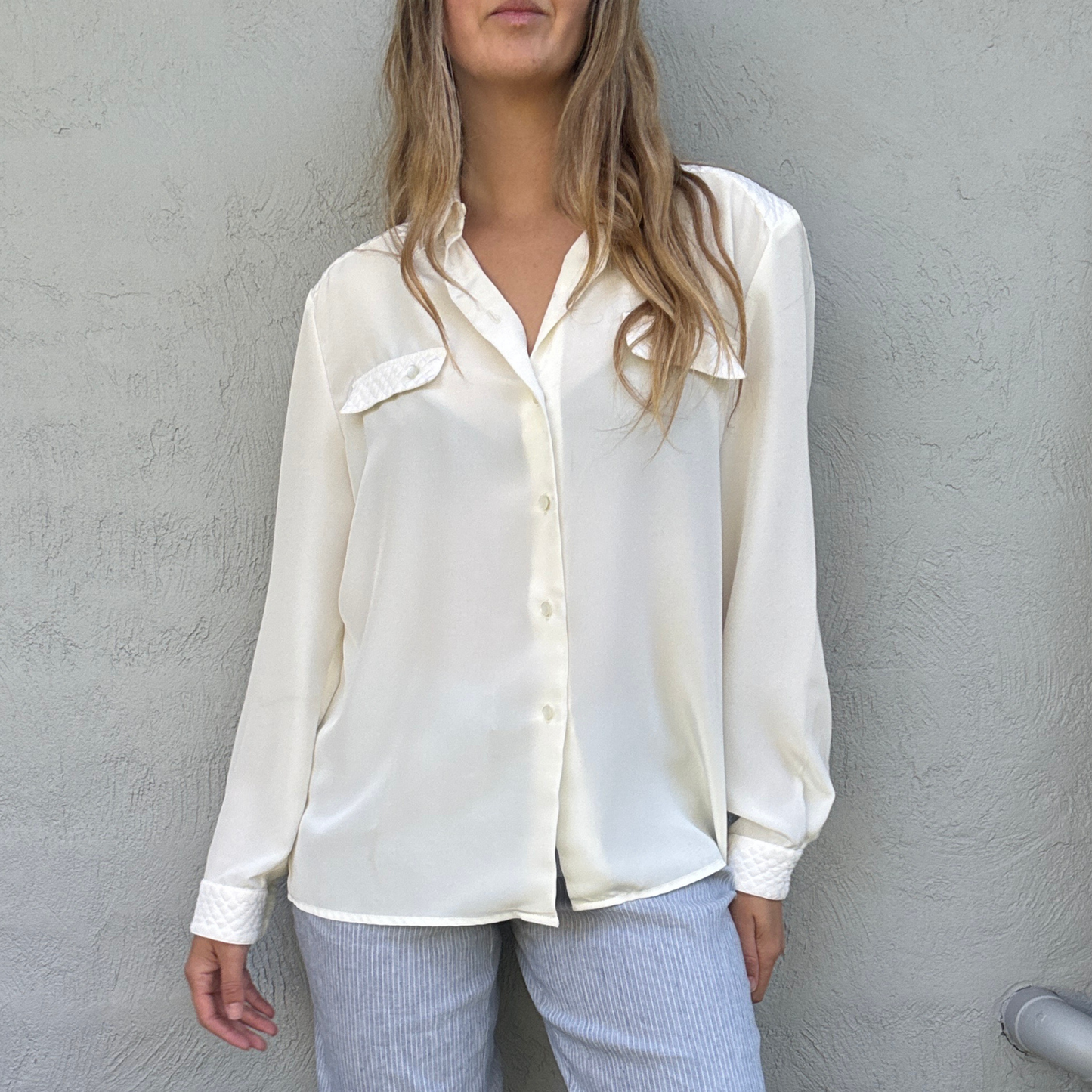 Geoff Riddell Ivory Sheer Shirt // Size 14