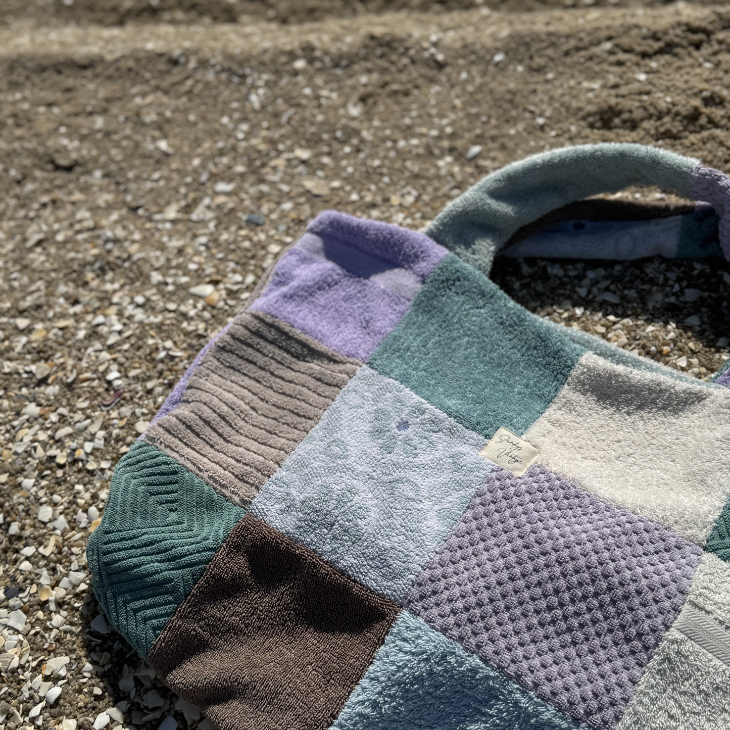 RETOWEL Large Patchwork Bag // Ocean Moss