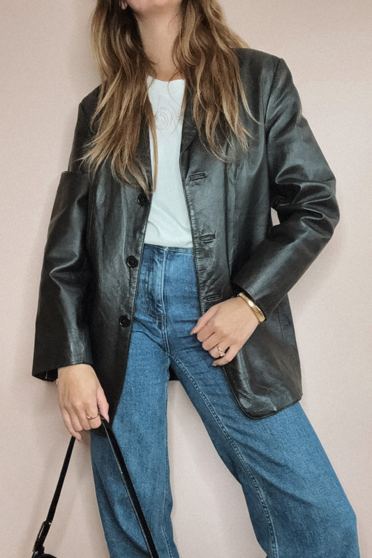 90s Leather Jacket // Size S