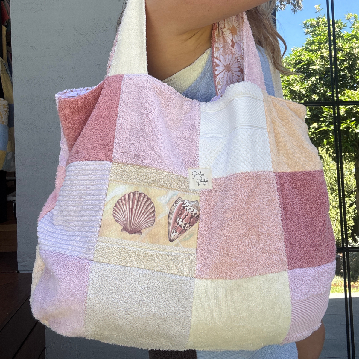 RETOWEL Large Patchwork Bag // Seashell Sorbet