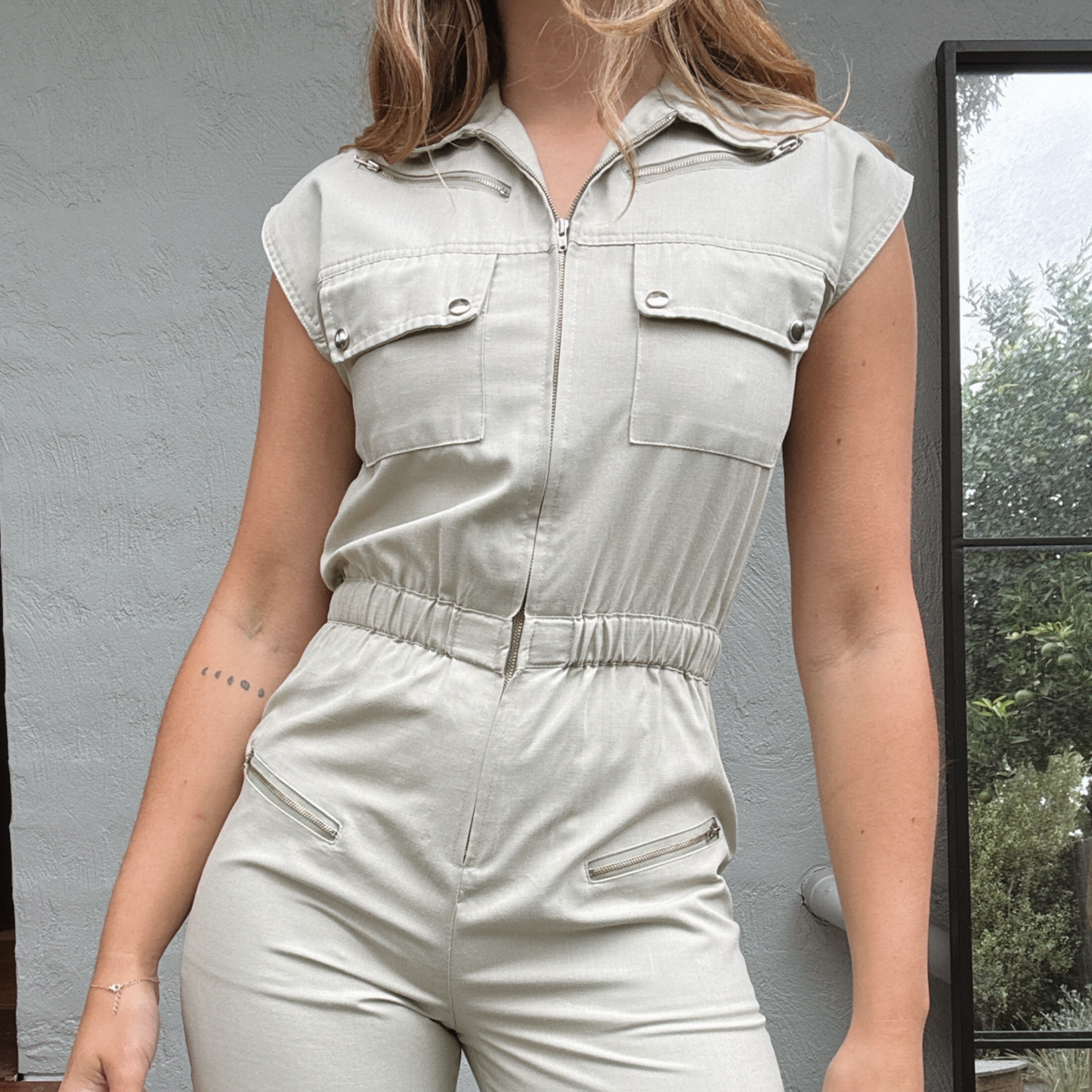90s Utility Zip Front Jumpsuit // Size 10
