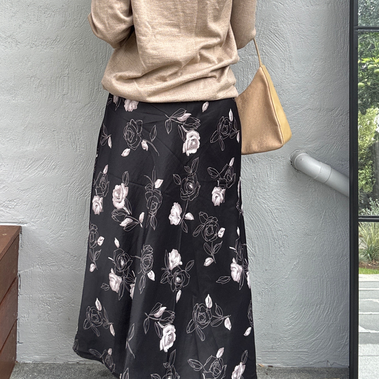 90s Floral A-line Midi Skirt // Size 10