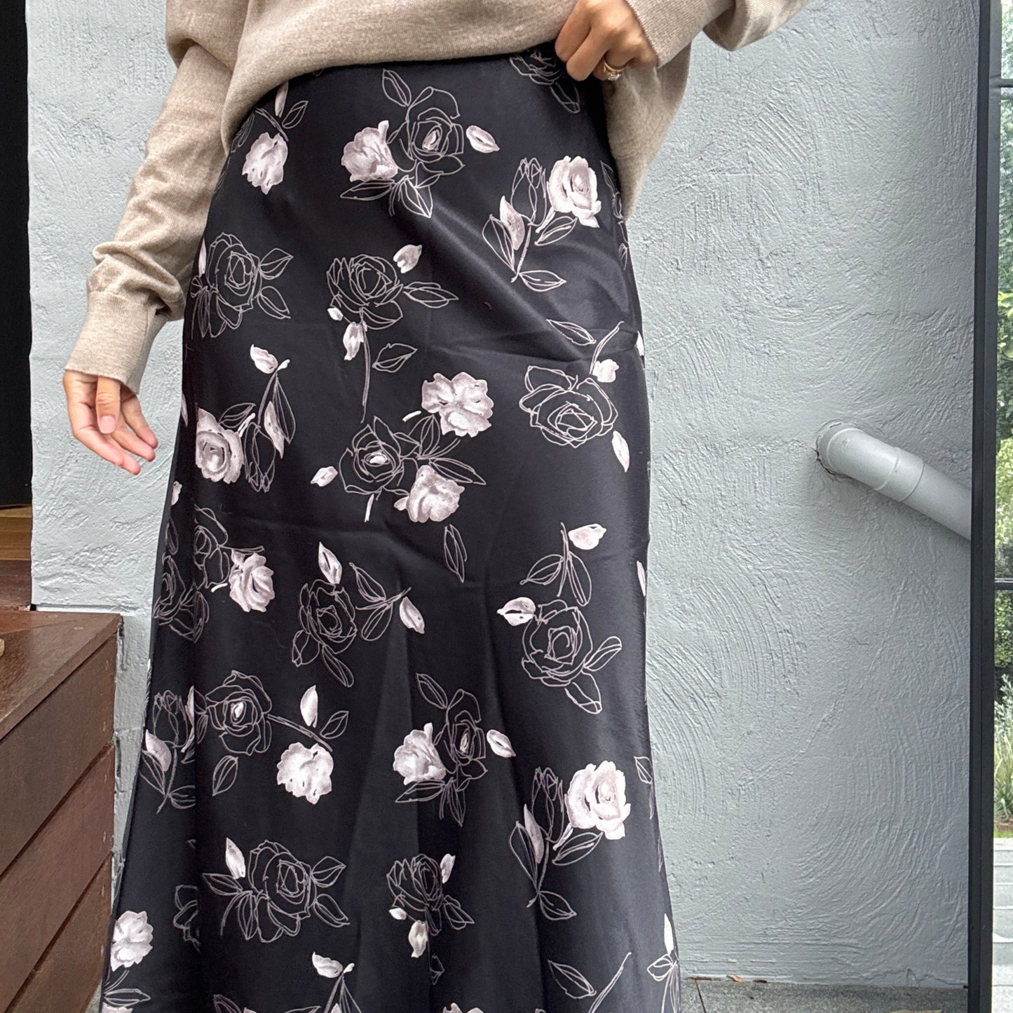 90s Floral A-line Midi Skirt // Size 10