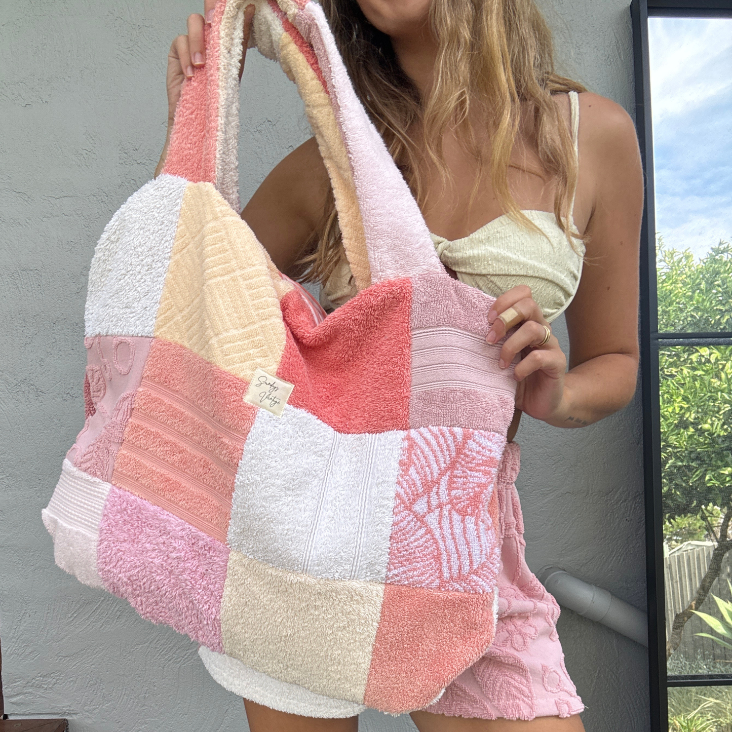 RETOWEL Large Patchwork Bag // Sunset Sorbet