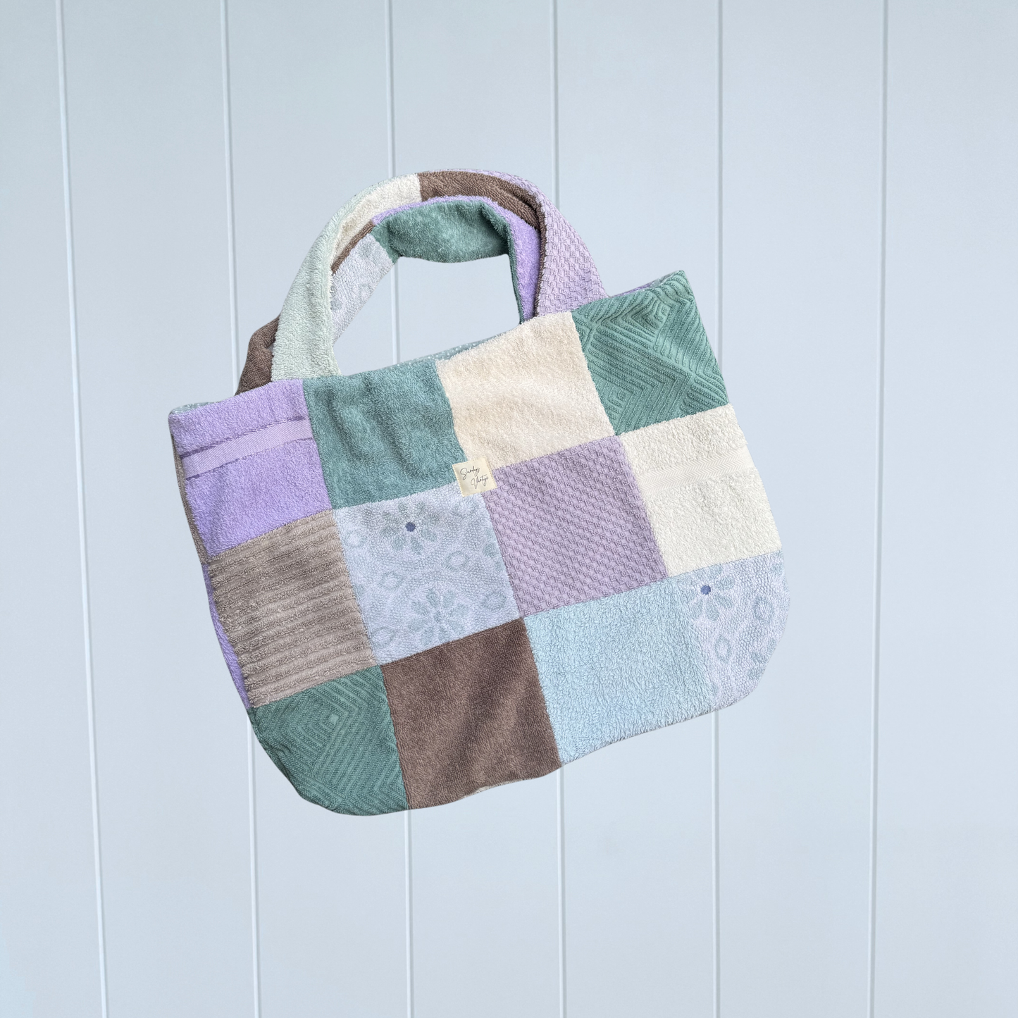 RETOWEL Large Patchwork Bag // Ocean Moss