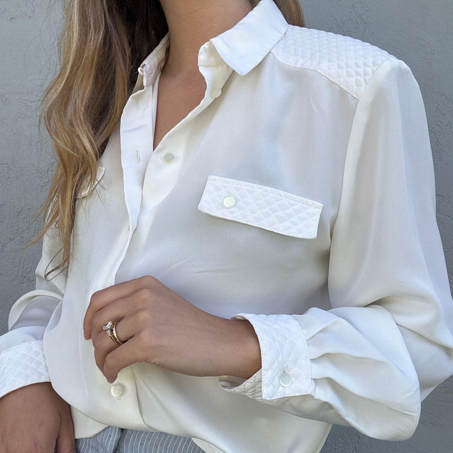 Geoff Riddell Ivory Sheer Shirt // Size 14
