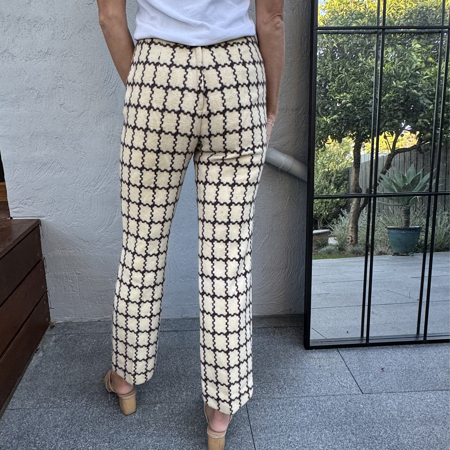 Vintage Check Knit Pants // Size 6-8