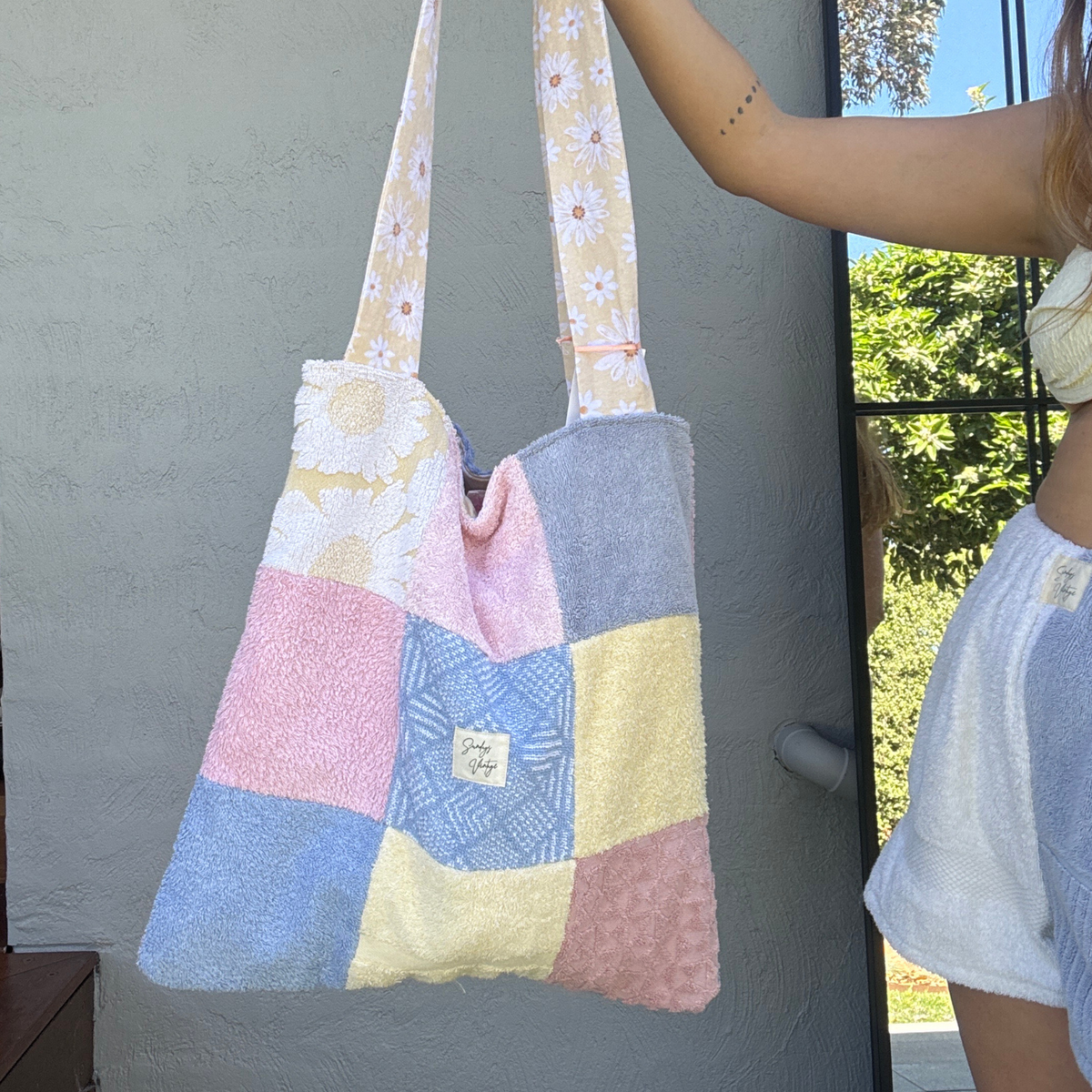 RETOWEL Small Patchwork Bag // Daisy Haze