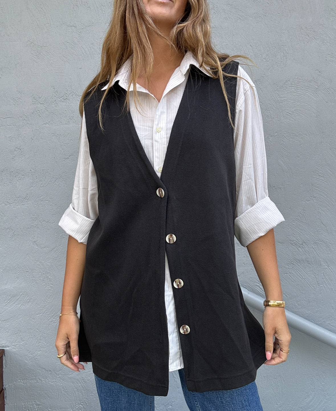 Button Knit Vest // Size L