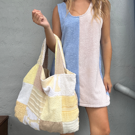 RETOWEL Large Patchwork Bag // Buttercream