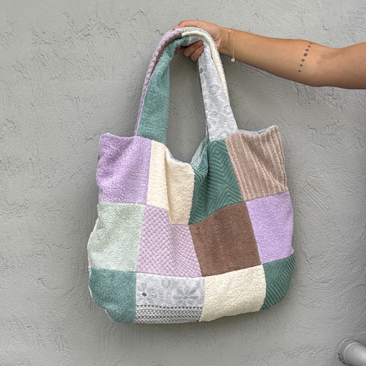 RETOWEL Large Patchwork Bag // Ocean Moss